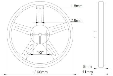 Wymiary koła Pololu 70x8mm