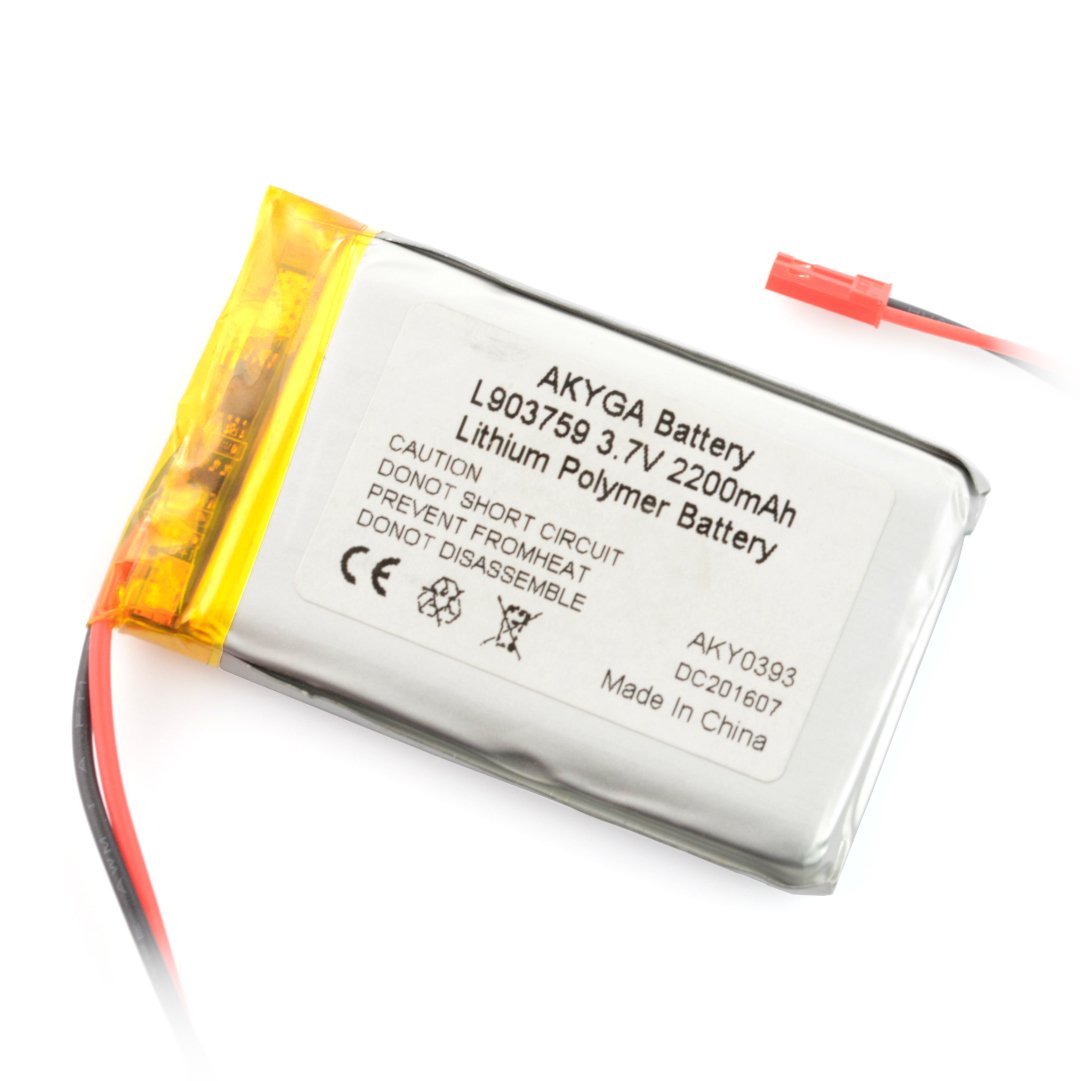 Akumulator Li-Pol Akyga 2200mAh 1S 3,7V - złącze JST-BEC + gniazdo