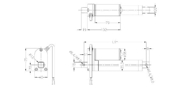 Siłownik 12 V LAD 150 mm