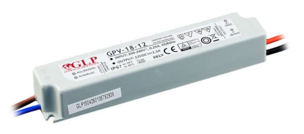 Zasilacz do taśm i pasków LED wodoodporny GLP GPV-18-12 - 12V/1,5A/18W