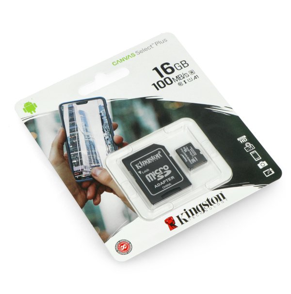 Karta pamięci Kingston Canvas Select Plus microSDHC 16GB 100MB/s UHS-I U1 klasa 10 z adapterem