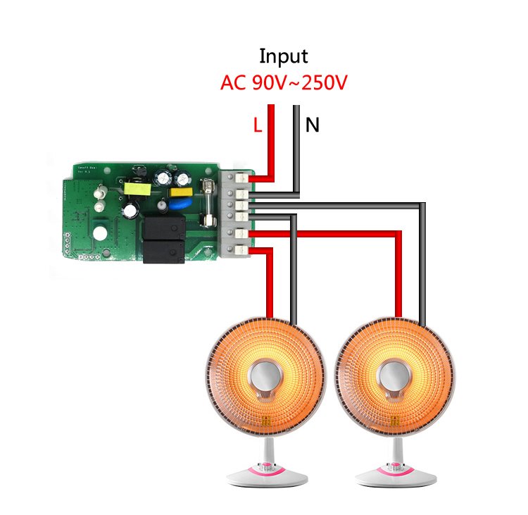 Przykład podłączenia urządzenia Sonoff Dual R2