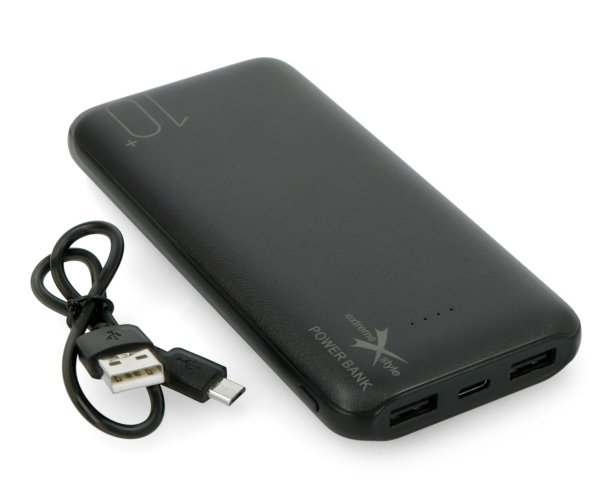 Mobilna bateria Powerbank Extreme Style Ampere 10000mAh - microUSB, USB C - czarna