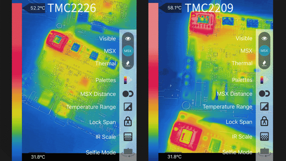 Porównanie temperatur pracy sterowników TMC2226 oraz TMC2209