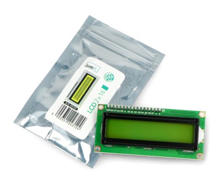 Wyświetlacz LCD 2x16 znaków zielony ze złączami - justPi