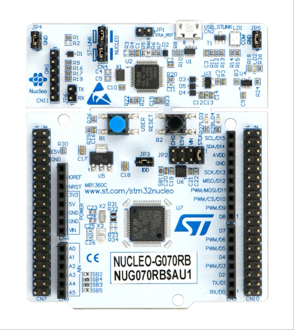 STM32 NUCLEO-G070RB - z MCU STM32G070RB, obsługuje połączenia Arduino i ST morpho