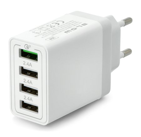Wyposażona w porty USB typu A pozwala na ładowanie do 4 urządzeń jednocześnie.