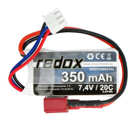 Pakiet Li-Pol Redox 350mAh 20C 2S 7,4V