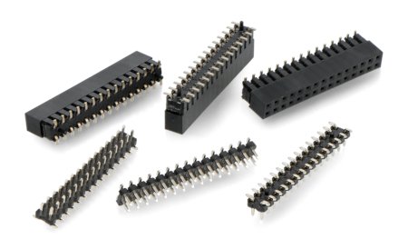 The set includes 10 male connectors and 10 female 2x15 pin connectors with a pitch of 2.54 mm.