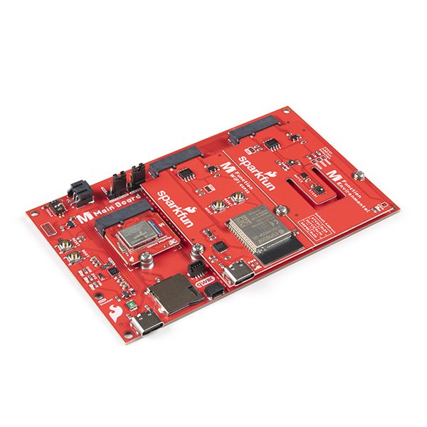 Przykładowe podłączenie urządzeń peryferyjnych. Przedmiotem sprzedaży jest wyłącznie SparkFun MicroMod Main Board - Double.