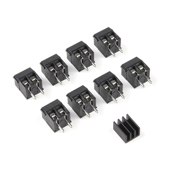 Screw connectors and heat sink included in the set.