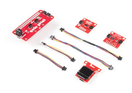 Elements included in the SparkFun Qwiic Starter Kit.
