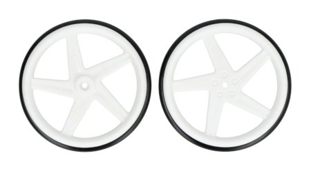 White Wheels - 2x white wheels - for FS90R servo - Kitronik 2593-SV.
