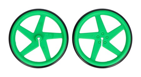 Green Wheels - 2x green wheels - for D shaft engine - Kitronik 2593-D.