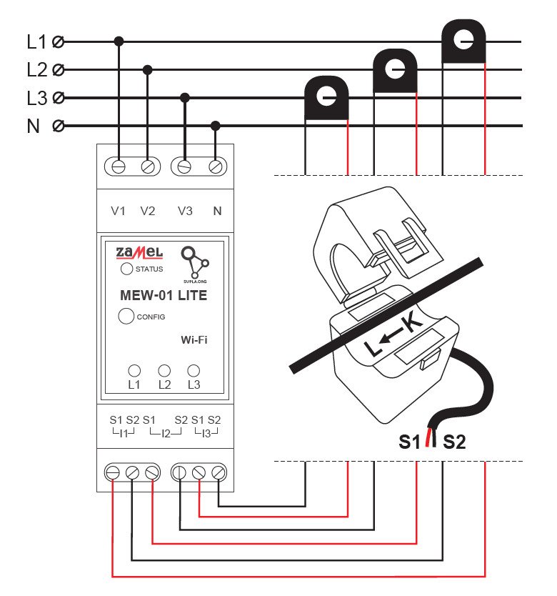 Electricity meter connection diagram