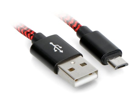 MicroUSB cable B - A 2.0 - ART - black and red - 2 m