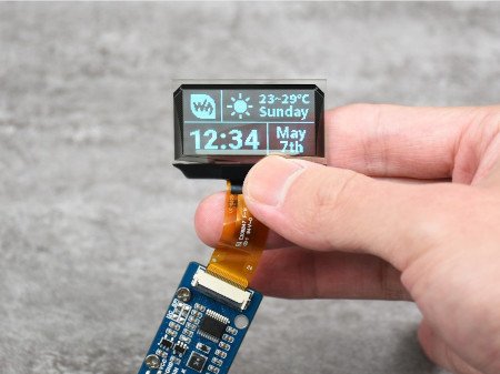 Transparent OLED screen with blue characters