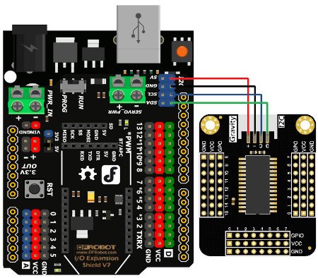 Connection diagram of the module with the DFRobot board.