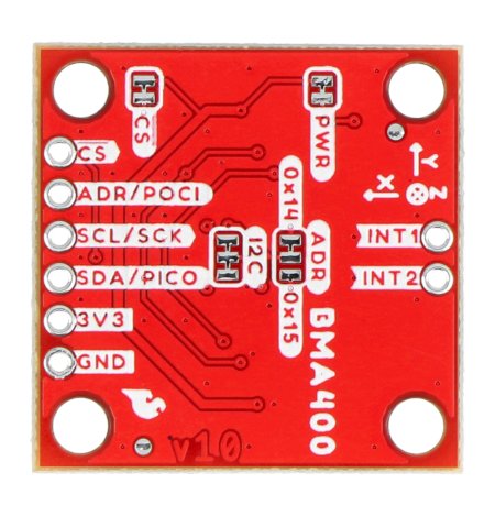 The board has Qwiic connectors and solder pads.