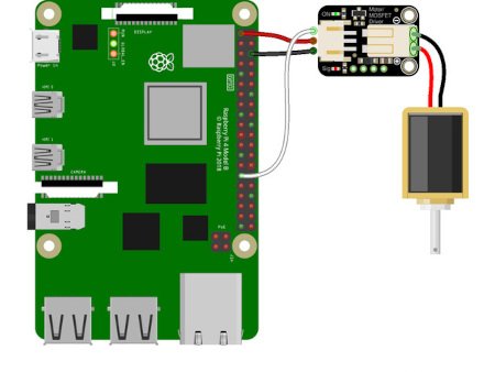 Example connection diagram. The Raspberry Pi board and motor must be purchased separately.