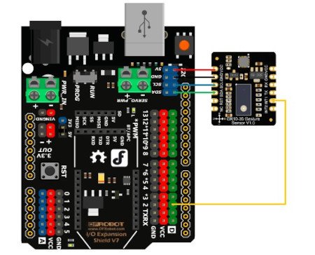 Connection diagram using the DFRduino board. The plate is not part of the set, it must be purchased separately.