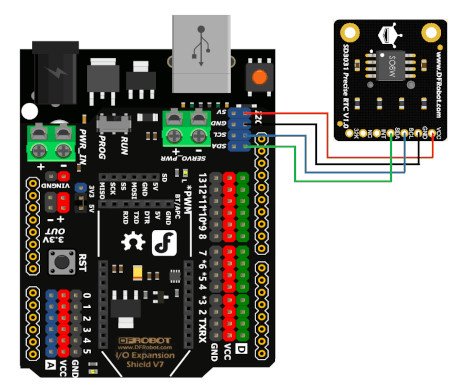 Example connection diagram. The DFRduino board must be purchased separately.