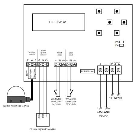 Solar tracker - single-axis photovoltaic tracker controller 12 V / 24 V DC 15 A - sun tracking system - STE-SOL1