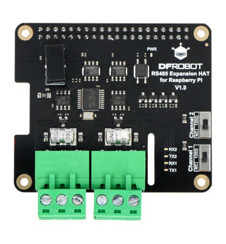 Dual-channel RS485 Expansion Hat - two-channel shield for Raspberry Pi 4B - DFRobot DFR0824.