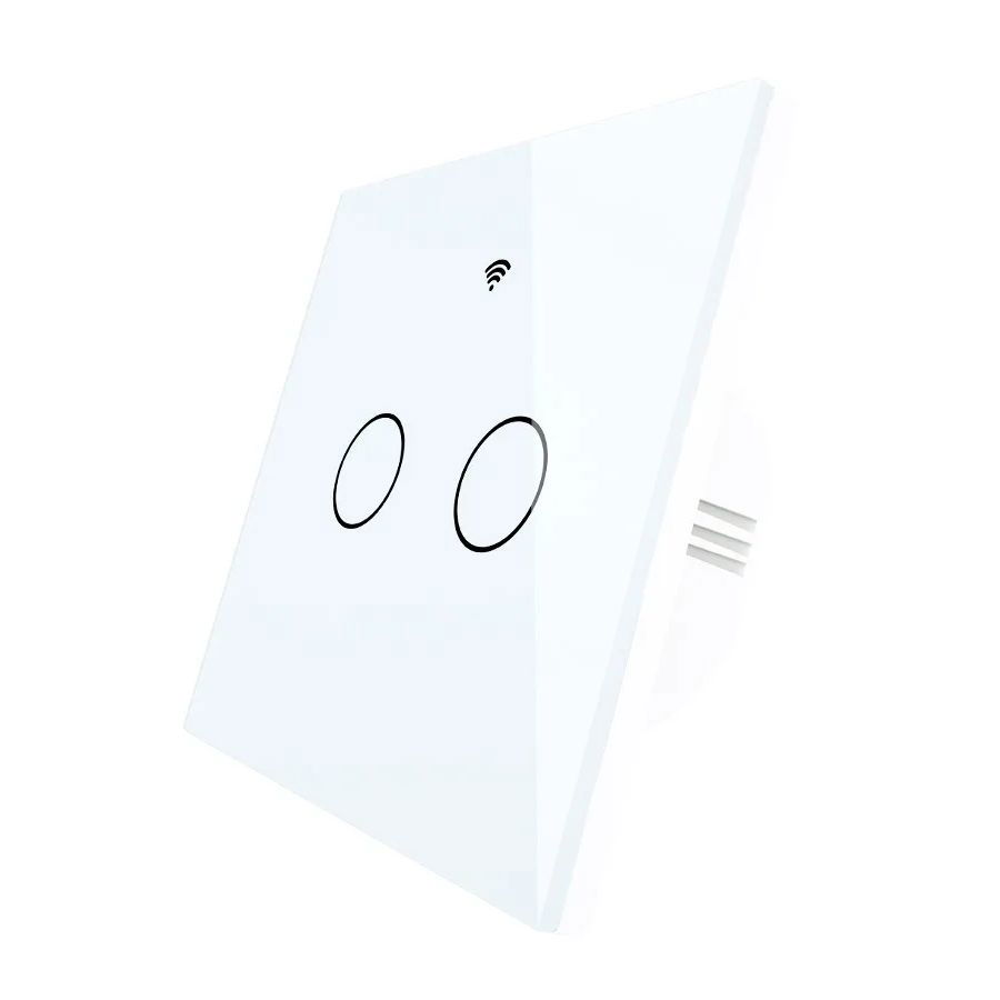 Tuya - smart touch wall switch - WiFi/Bluetooth - 2-channel without N - Moes WRS-EU2-L-WH-MS