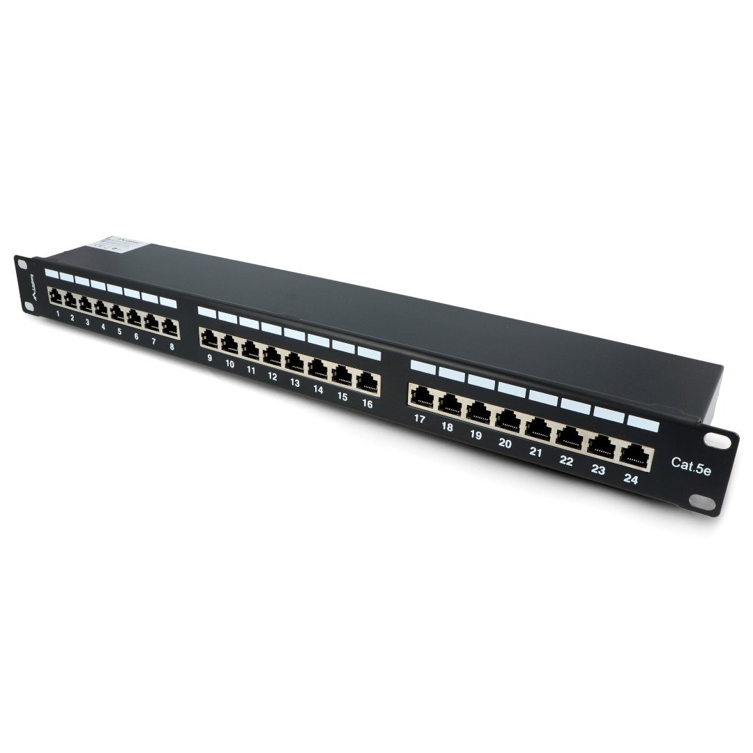 Patch Panel 24-port shielded - for 19'' server racks - 1U cat. 5e FTP - black - Lanberg PPS5-1024-B