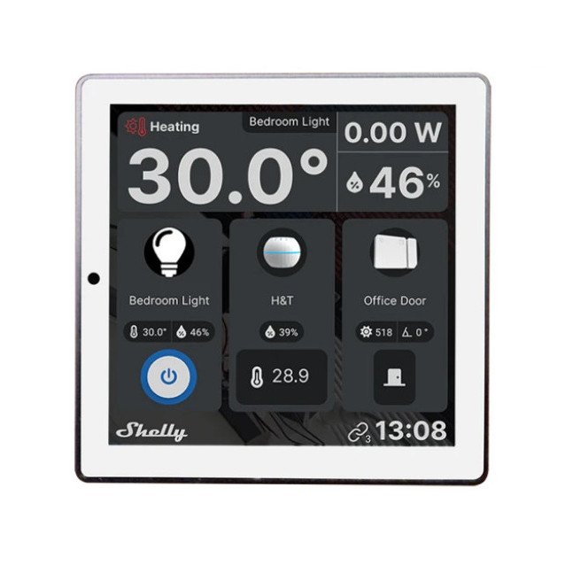Shelly Wall Display - Smart Control Panel with 5 A Switch and WiFi/Bluetooth Color Display - White