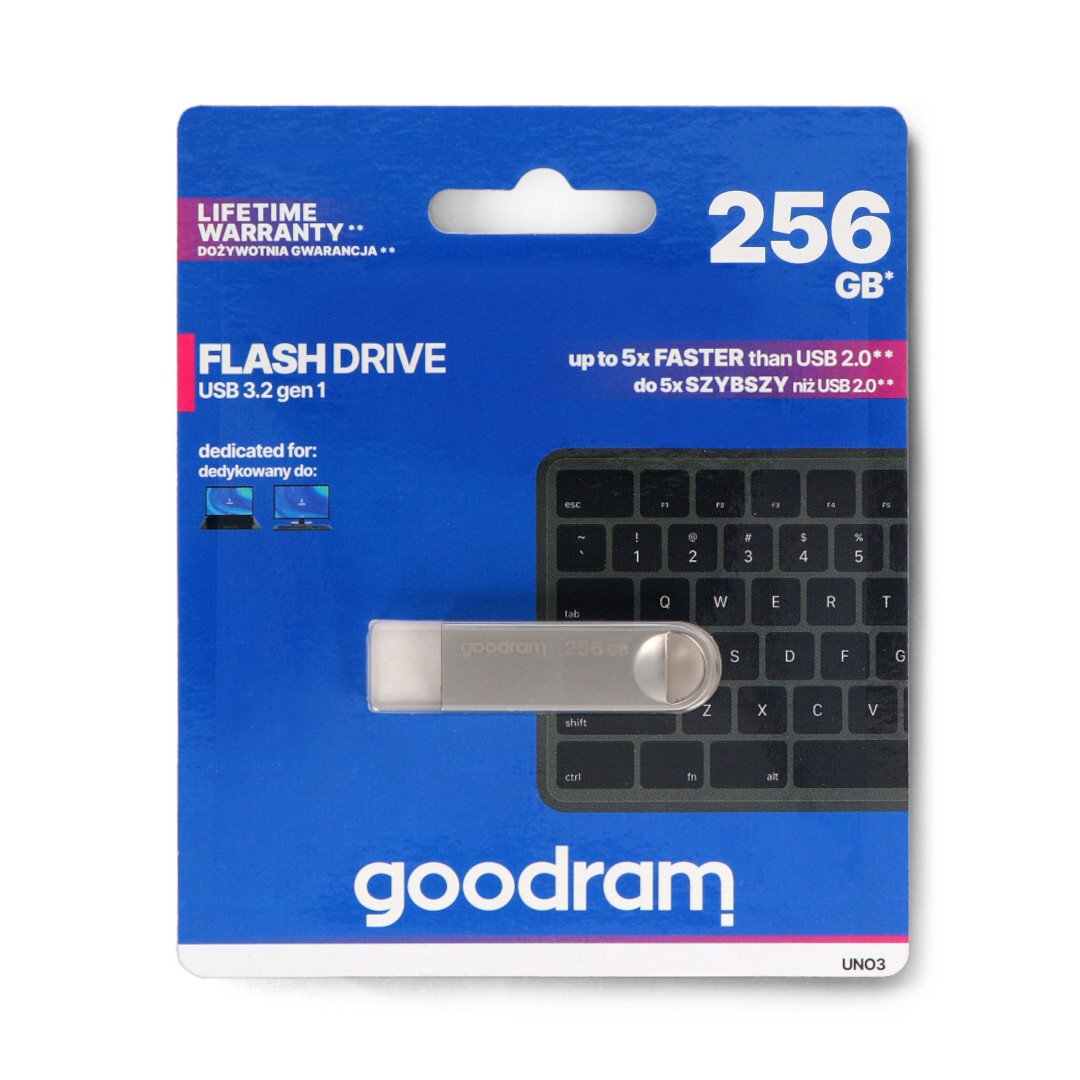 GoodRam Flash Drive - USB 3.2 gen. 1 memory stick - UNO3 silver - 256 GB