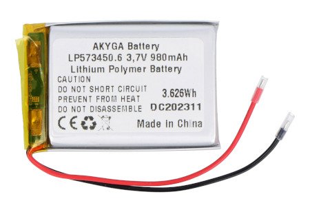 Li-Pol Akyga 980 mAh 1S 3.7 V battery - 80 mm cables - 50 x 34 x 5.7 mm