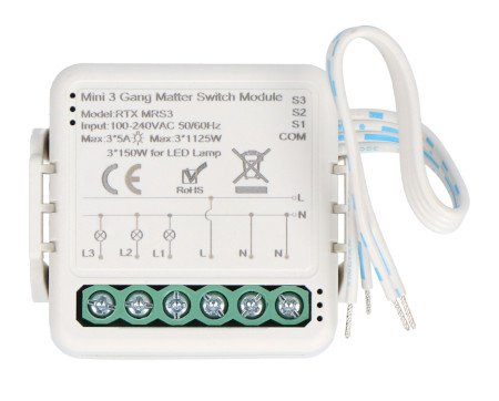 3-channel 5 A flush-mount relay - WiFi - Matter - Android / iOS application - RTX MRS3