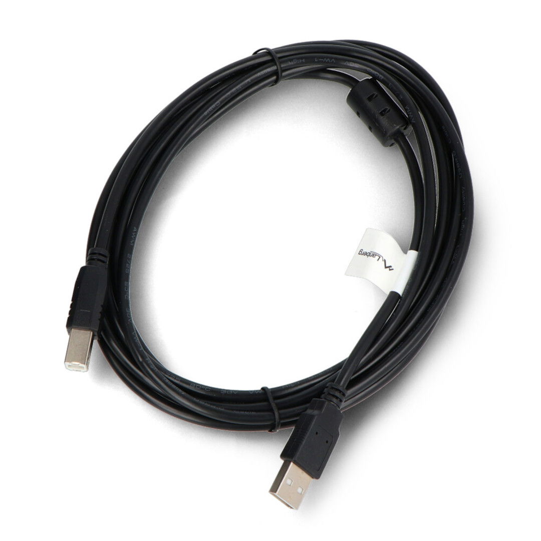 Lanberg USB A - USB B 2.0 cable - with ferrite filter - black - 3 m