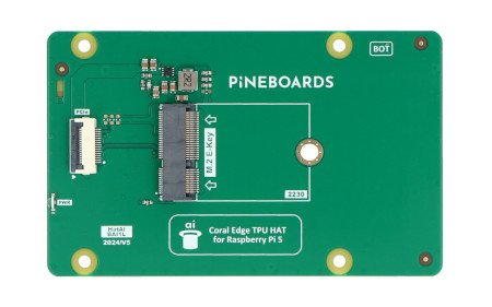 Pineboards Hat AI! - overlay for integrating Google Coral Edge TPU M.2 E-key with Raspberry Pi 5