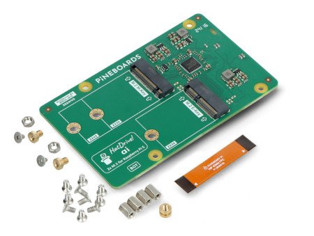 Pineboards HatDrive! AI - NVMe 2230, 2242 + Coral Edge TPU PCIe M.2 E-key adapter for Raspberry Pi 5