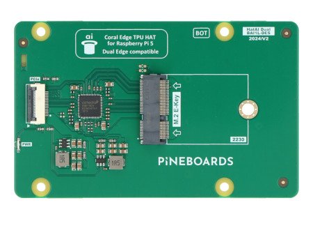 Pineboards Hat AI! Dual - Google Coral Dual Edge TPU PCIe M.2 E-key adapter for Raspberry Pi 5