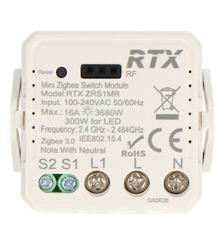 Tuya - single-channel 16 A mini relay - ZigBee - Android / iOS application - RTX ZRS1M