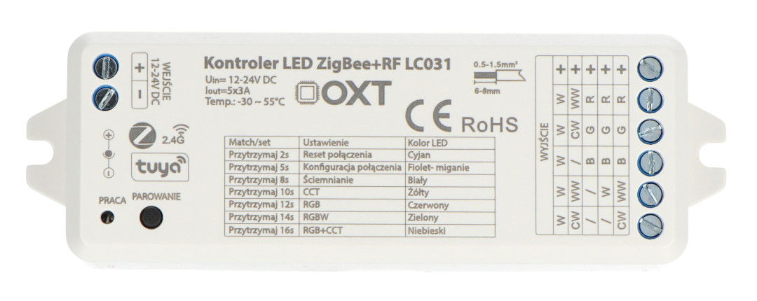 Tuya - RGBW + CCT 5in1 LED strip controller - ZigBee / RF SD - Android / iOS application - OXT LC031