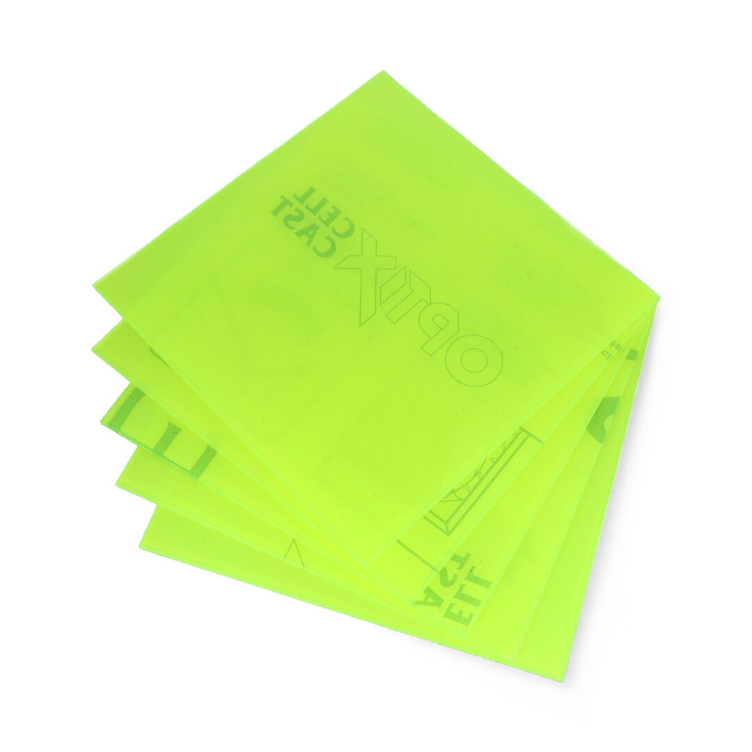 Plexiglass fluo yellow poured - 3mm - 200x200mm - 5pcs.