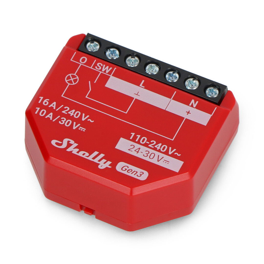 Shelly 1PM Gen3 - 1x relay AC 110 - 240 V, DC 24 - 30 V, WiFi 16 A - energy measurement - Android / iOS application