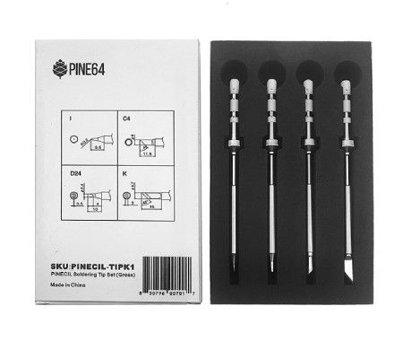 Set of 4 Pinecil soldering tips - Gross series type TS - Pine64 TIPK1