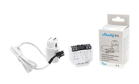 Shelly EM Gen3 - Single Phase Energy Meter + 50 A Transformer - WiFi / Bluetooth - Android / iOS App