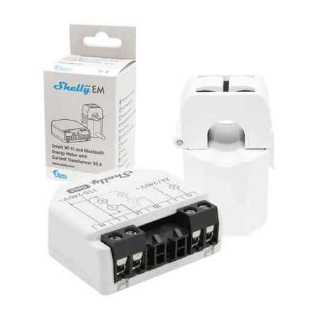 Shelly EM Gen3 - Single Phase Energy Meter + 50 A Transformer - WiFi / Bluetooth - Android / iOS App