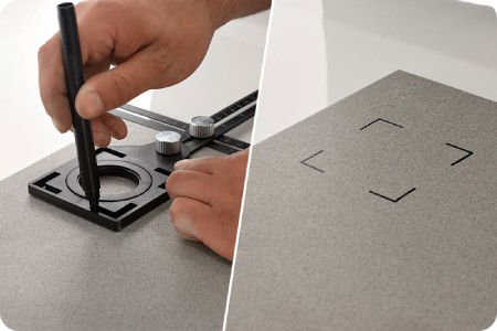 Universal construction ruler with a template for marking holes in tiles and panels - Webski FlatPro2