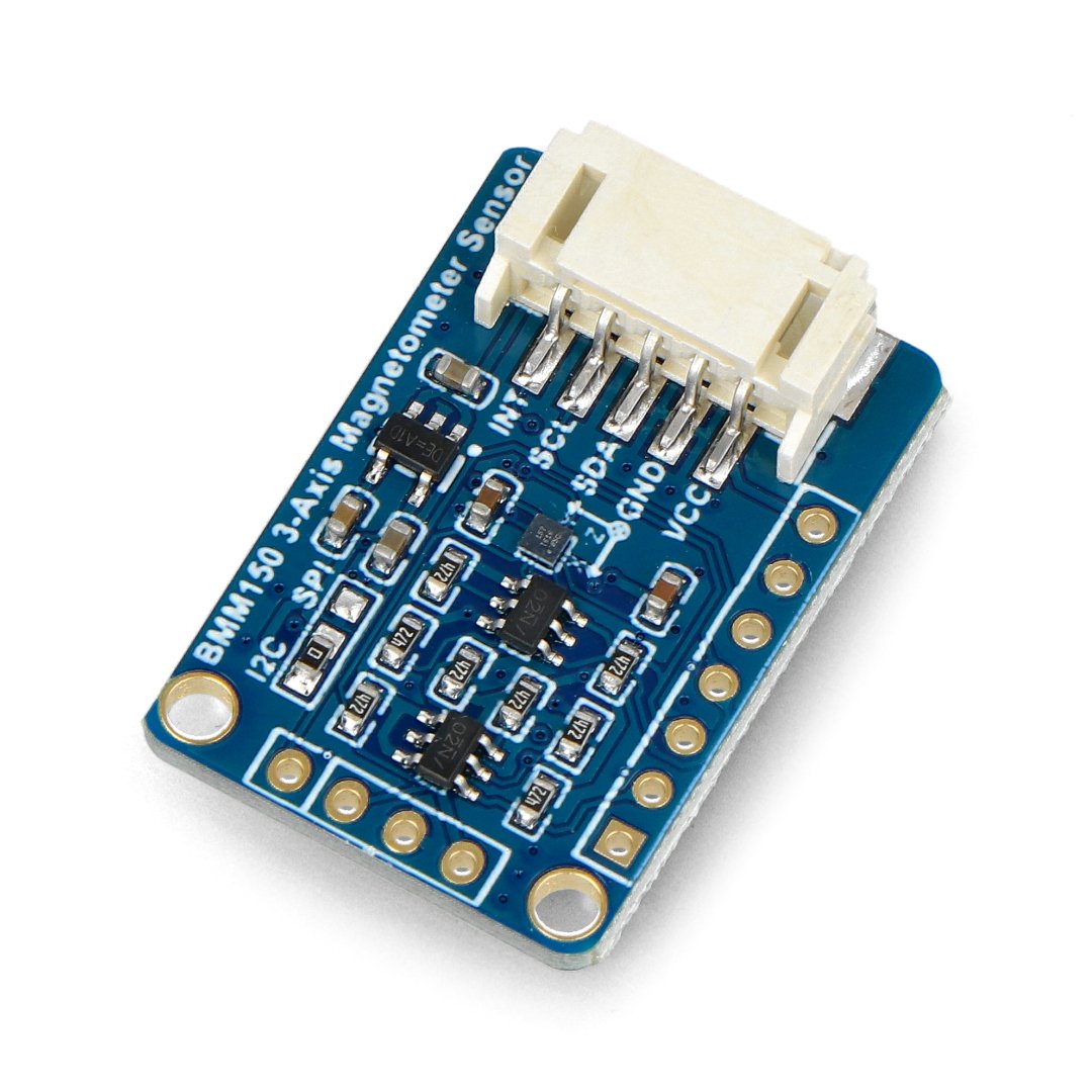 The 3-axis magnetometer module lies on a white background.