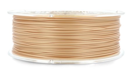 A spool of wound filament in beige color.