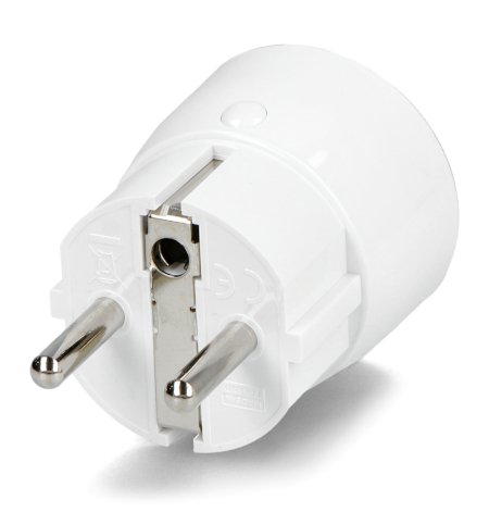 The Fibaro Wall Plug smart socket lies on a white background.