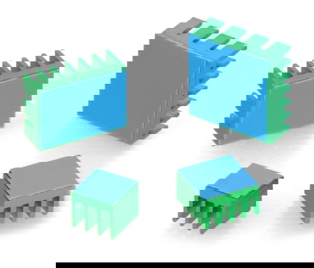 Raspberry Pi 4 compatible heatsink set, green, 4 pcs.